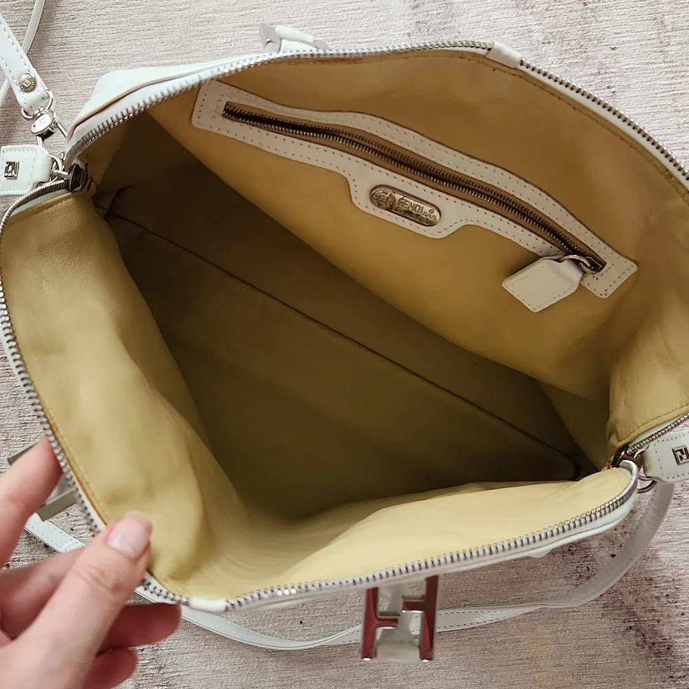 FENDI Glacier FF Logo Calf Leather Medium Tote Bag - Picture 7 of 11